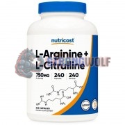 L-Arginine + L-Citrulline (240 шт по 750 мг), Nutricost